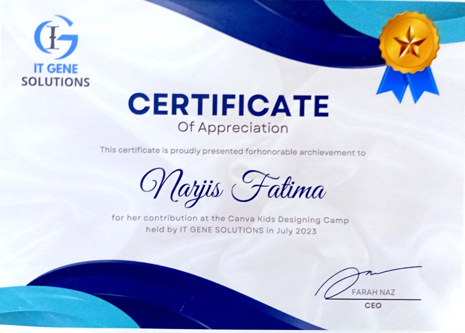 International Kangaroo Science Contest Certificate