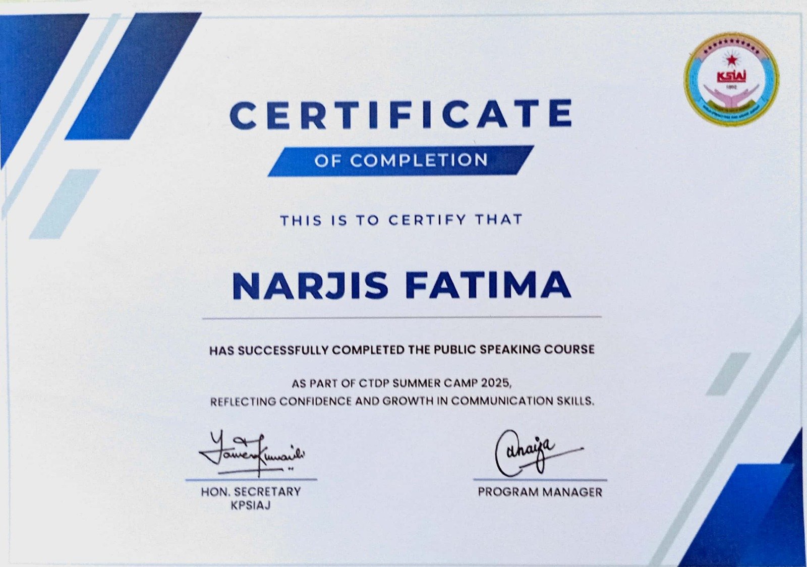 International Kangaroo Science Contest Certificate